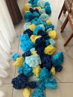 Tissue paper flowers and garland