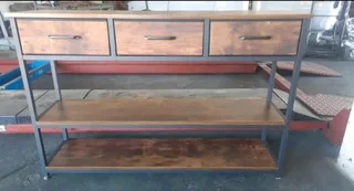 Wood storage cabinet with 3 drawers