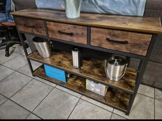 Wood storage cabinet with 3 drawers