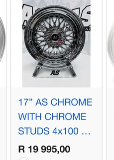 17” AS CHROME WITH GOLD STUDS 4x100 &amp; 4x114 8.5j/ 10j