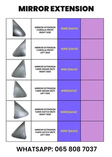 Brand New Toyota Mirror Extensions