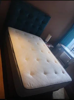 Double Bed Set : Teal Headboard  + Base + Mattress