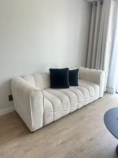 Bouclé 3-Seater (Cream) – Needs Light Clean