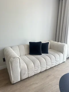 Bouclé 3-Seater (Cream) – Needs Light Clean