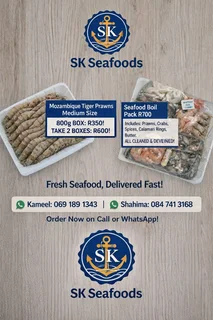 Festive Specialmozambican Tiger Medium Prawns1 Box  800g R3502 Boxes Of 800g. / 1.4kg For *r600