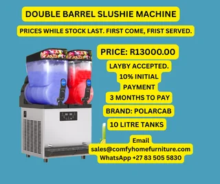 2-barrel slushie machine with 10 litre tanks for sale.