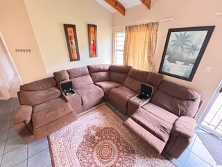 Brown L-Shaped Recliner Couch with Cup Holders