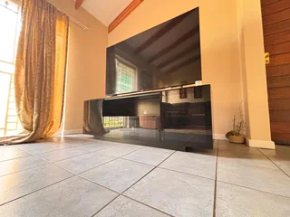 Black TV Stand with Glass Doors