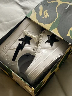 A Bathing Ape Bape Sta #2 White Patent “Bapesta”