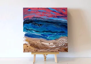 Original Acrylic Pour Art – 30×30 cm Deep Box Canvas