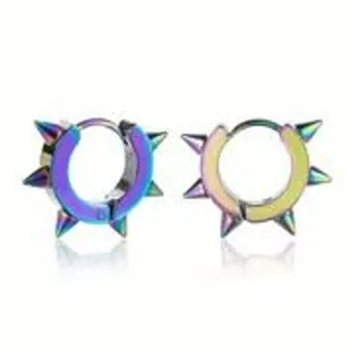 Men or Women Jewelry. Stainless Steel Hoop Spike Punk, Goth Earrings.