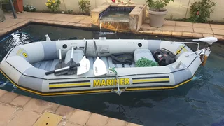 Intex Mariner 400 4-Man Boat With Trolling Motor & Extras
